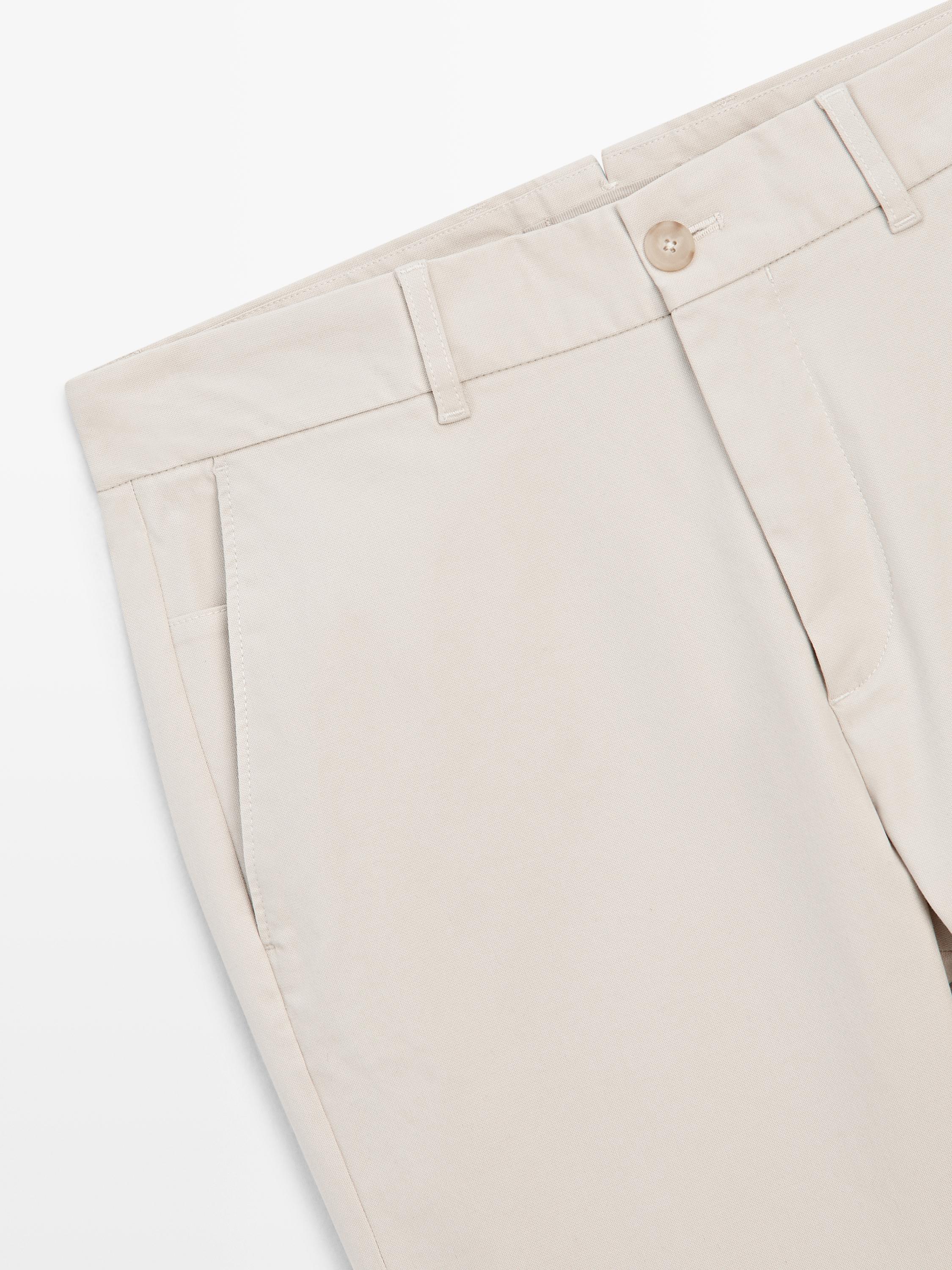 Cotton blend tapered fit trousers